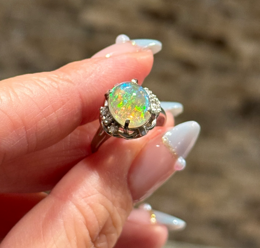 Platinum Opal with Diamond Accents